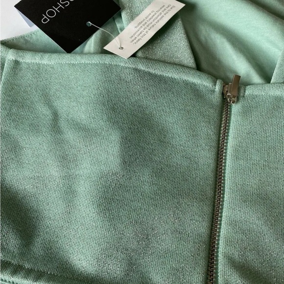 Topshop Light Turquoise Glitter Crop Top Size 6 - Picture 3 of 4
